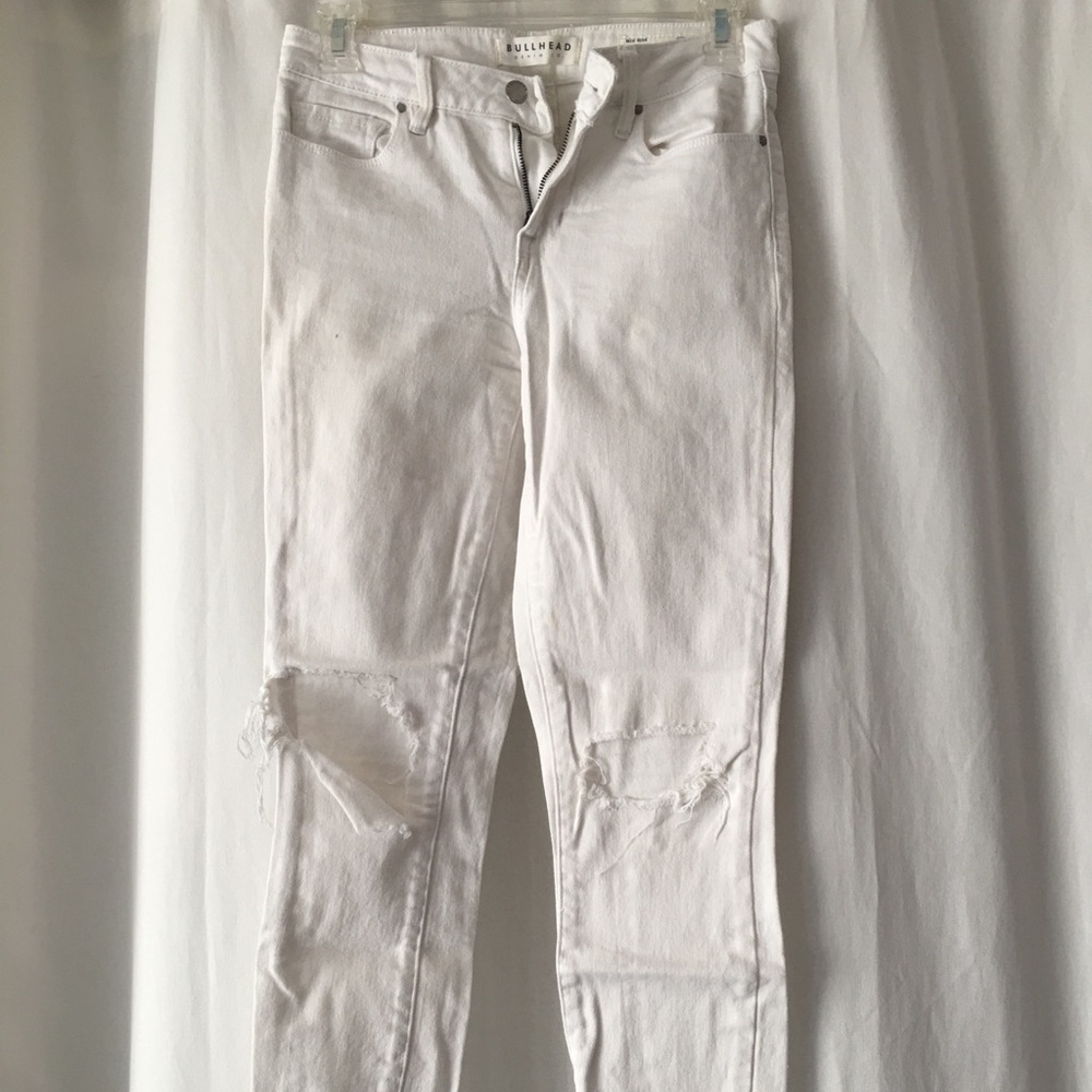 Size 1 Midrise skinny ripped white jeans
